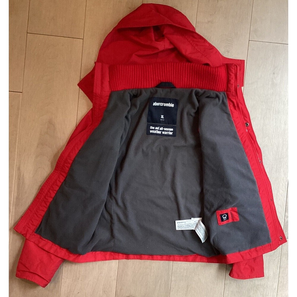 Abercrombie Boy Youth Jacket The A&F all-season weather warrior  Sz XL red Hood - Picture 10 of 10